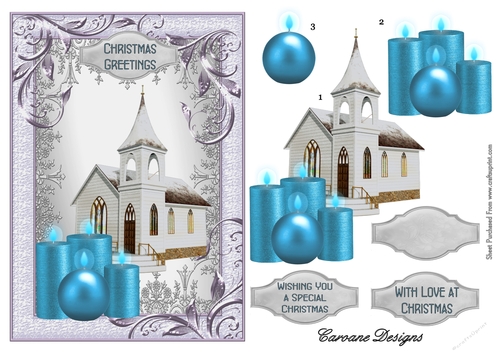 Candles for Christmas - A5 card front with decoupage.