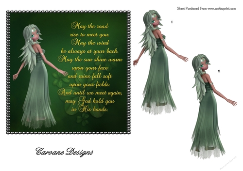 St Patricks Day Prayer 1 - Square topper with decoupage