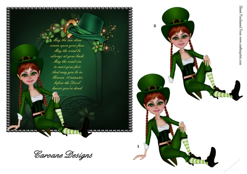 Leprechauns Prayer - 6 inch square topper with decoupage