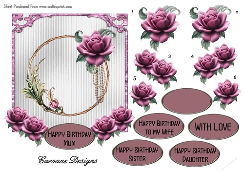 Vintage Roses - 6 x 6 inch card front with decoupage.