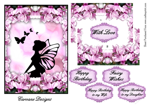 Fairy Silhouette - A5 card front with decoupage