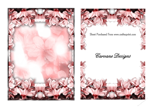 A5 background with decoupage - Red Floral