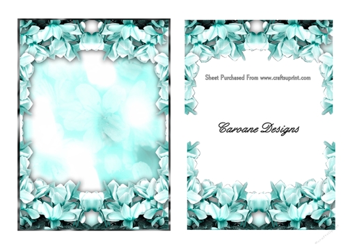 A5 background with decoupage - Turquoise Floral
