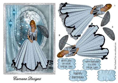 Dreaming - A5 card front with decoupage
