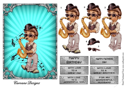 And All That Jazz - A4 design sheet with decoupage.