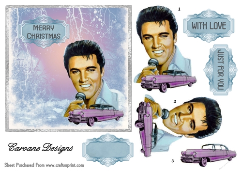 The King at Christmas 2  - 6x6 inch card front with decoupage