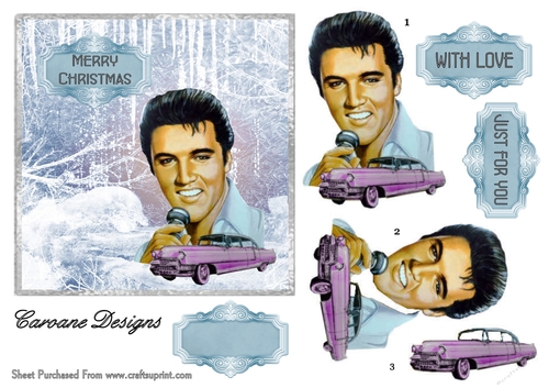The King at Christmas 3 - 6x6 inch card front with decoupage