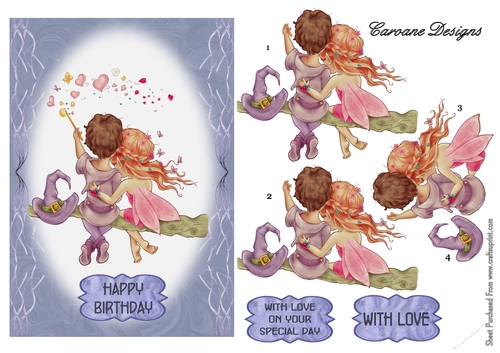 Just Magical - A5 card front with decoupage