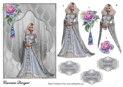 The Ice Princess - A5 card front with decoupage
