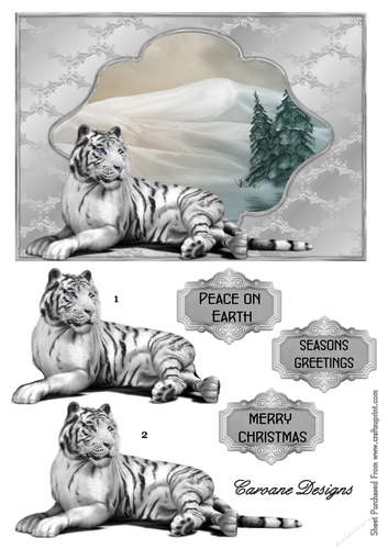 A Christmas Tiger - A5 card front with decoupage