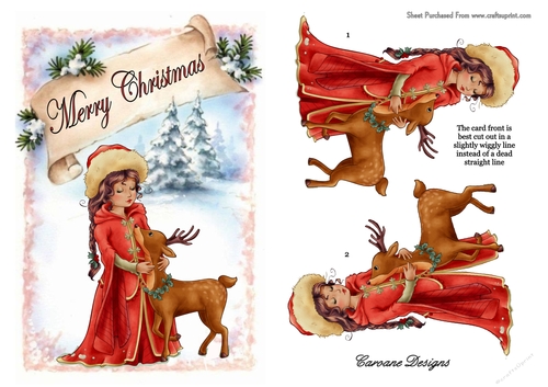 My Christmas Friend - A5 card front with decoupage