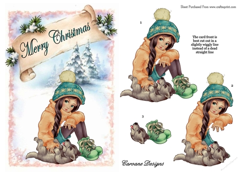 My Christmas Friend 2 - A5 card front with decoupage