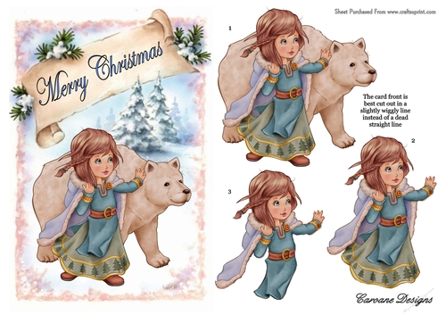 My Christmas Friend 3 - A5 card front with decoupage