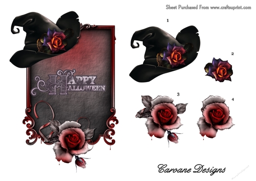 The Halloween Hat - 7 x 5 inch topper with decoupage. Halloween quick card