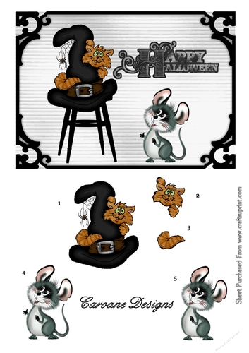 Eek a Giant Mouse - A5 card front with decoupage