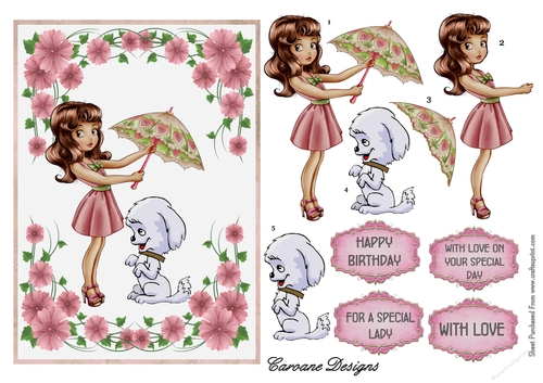 He Hates the Rain - A5 card front with decoupage