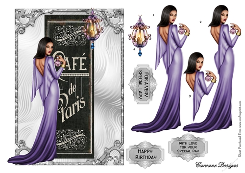 Cafe de Paris 2 - A5 card front with decoupage.