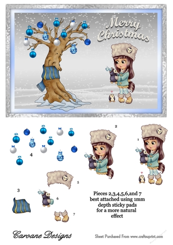 The Christmas Tree - A5 card front with decoupage