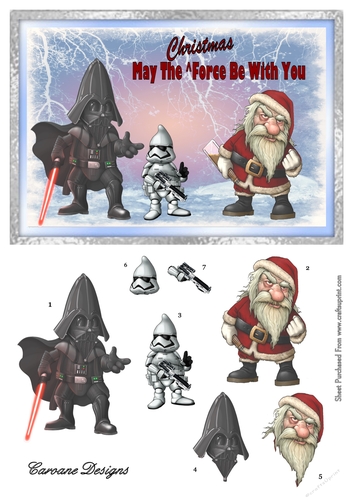 Star Wars Meets Bad Santa - A5 card front with decoupage