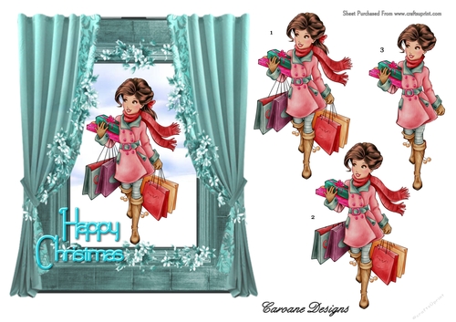 Home For Christmas - 7 x 6 inch topper with decoupage