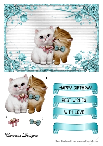 Vintage Kitties 2 - A5 card front with decoupage