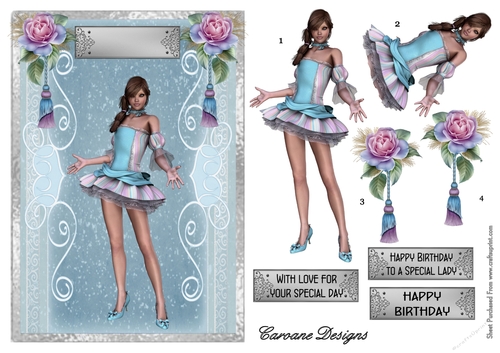 Sugar Baby - A5 card front with decoupage