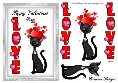 Cats Whiskas - A5 card front with decoupage