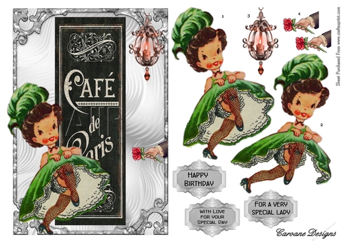 Ooh La La - A5 card front with decoupage.
