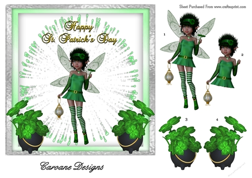Irish Fairy - 7 x7 inch square topper with decoupage