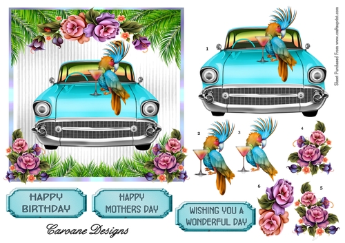 Aloha - 6x6 inch card front with decoupage