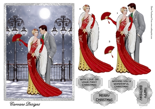 First Christmas 2 - 7x5 inch card front with decoupage