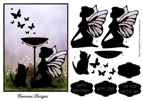 Fairyland 1 - A5 card front with decoupage