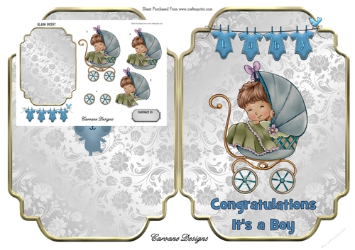 Shaped card mini kit - 2 sheets - Its A Boy