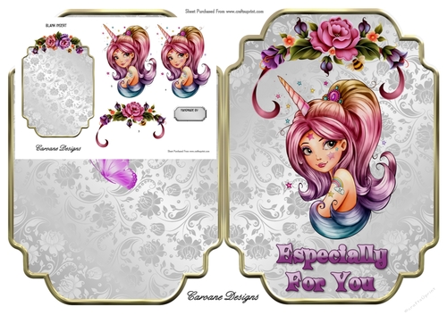 Shaped card mini kit - 2 sheets - Cute Uni Girl