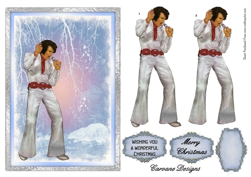 The King at Christmas 5 - A5 card front with decoupage