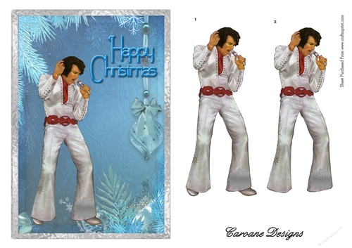The King at Christmas 6 - A5 card front with decoupage