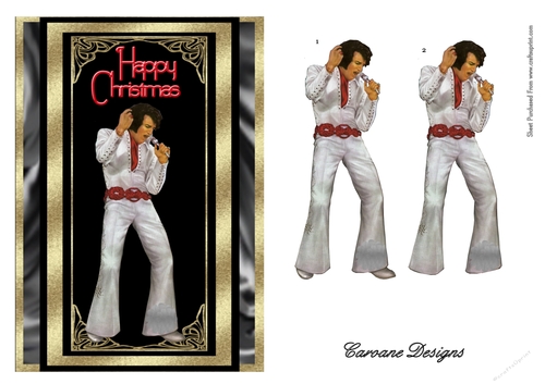 The King at Christmas 7 - A5 card front with decoupage