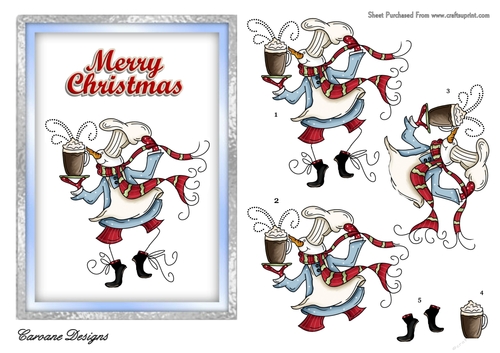 Cappuchino Man 2 - 7 x 5 inch card front with decoupage