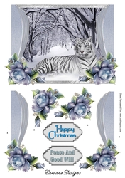 A Tiger for Christmas - A5 card front with decoupage