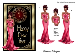Art Deco New Year 4 - A5 card front with decoupage