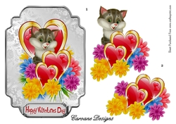 Loveable Valentine - A5 card front with decoupage