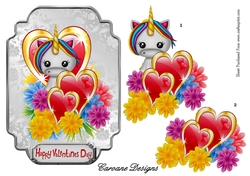 Unicorn Valentine - A5 card front with decoupage