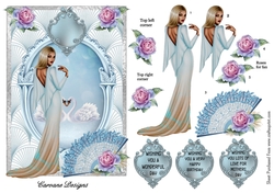 Frosted Dreams - A5 card front with decoupage