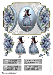Pretty Little Missy - A5 card front with decoupage