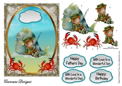 Gone Fishing - A5 card front with decoupage