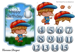 Baseball Boy - 5x7 inch topper with decoupage
