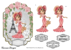 Lillie in Paris - 7x5 inch topper with decoupage