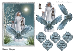 Mystical Christmas 1 - A5 card front with decoupage