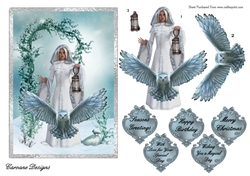 Mystical Christmas 2 - A5 card front with decoupage