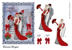 Stairway to Christmas 2 - 7x5 inch card front with decoupage